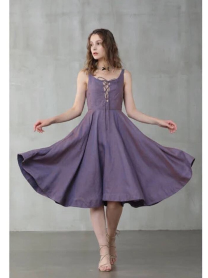 Linennaive Wisteria 23 Dress In Coppery Purple — image 3 of 8